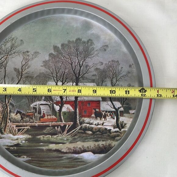 Vintage Winter Scene Metal Tray Giftco Inc Decor - Picture 5 of 5